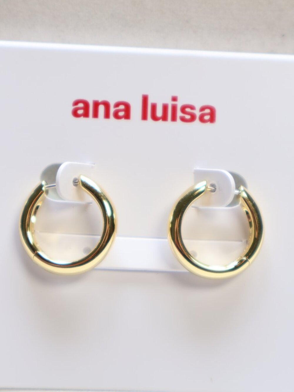 Ana Luisa Gold Tone Giulia Huggie Hoop Earrings $65 New